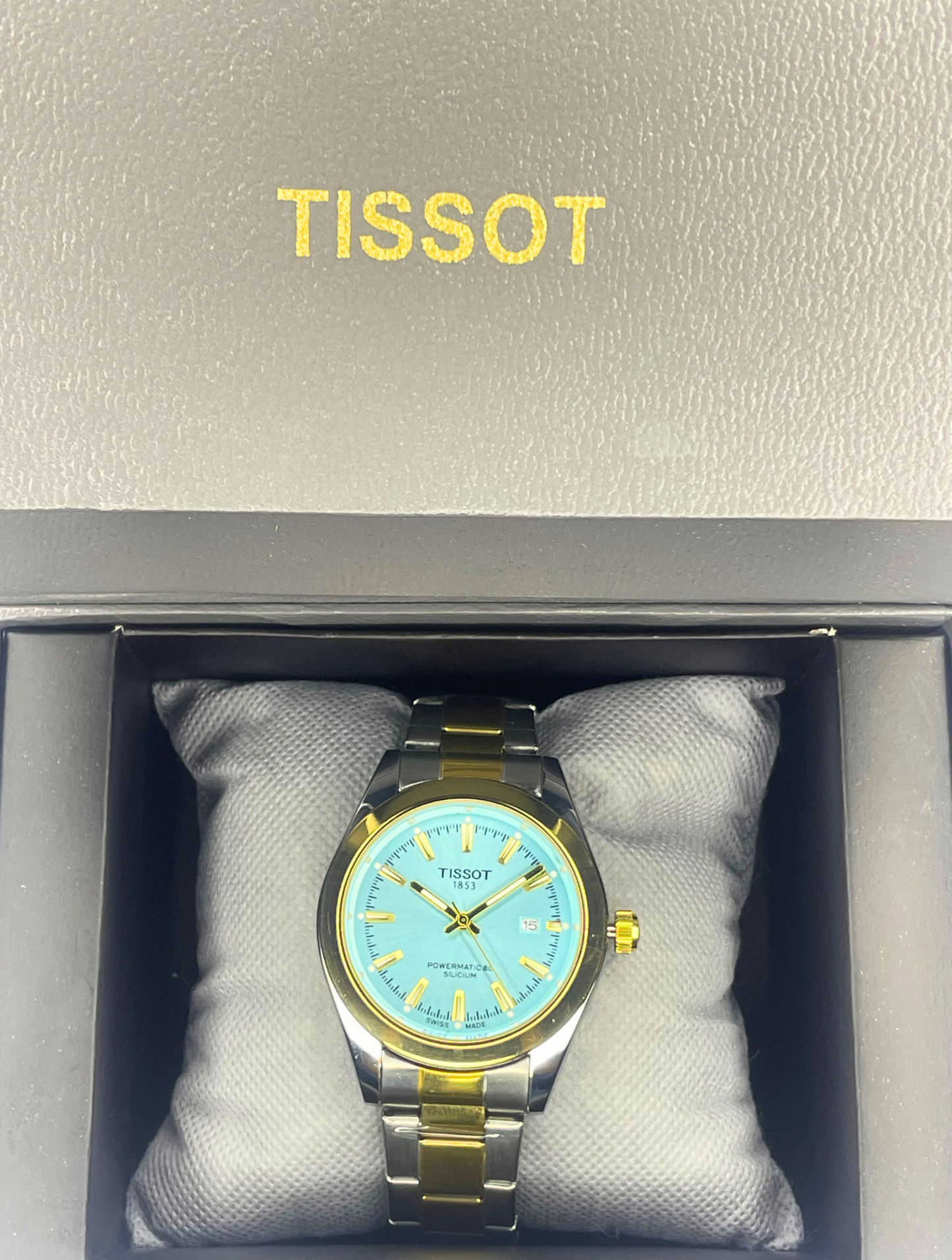 Tissot - Gentlemen Series - Powermatic 80 Silicium - Ice Blue Dial - Two Tone Chain