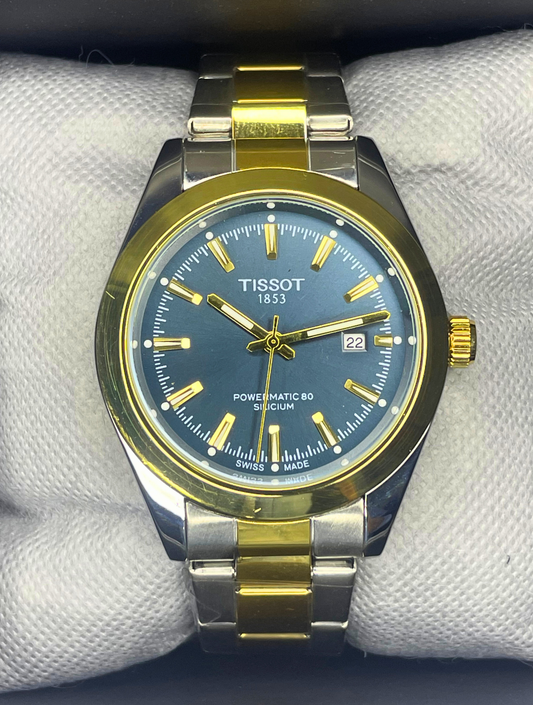 Tissot - Gentlemen Series - Powermatic 80 Silicium - Blue Dial - Two Tone Chain